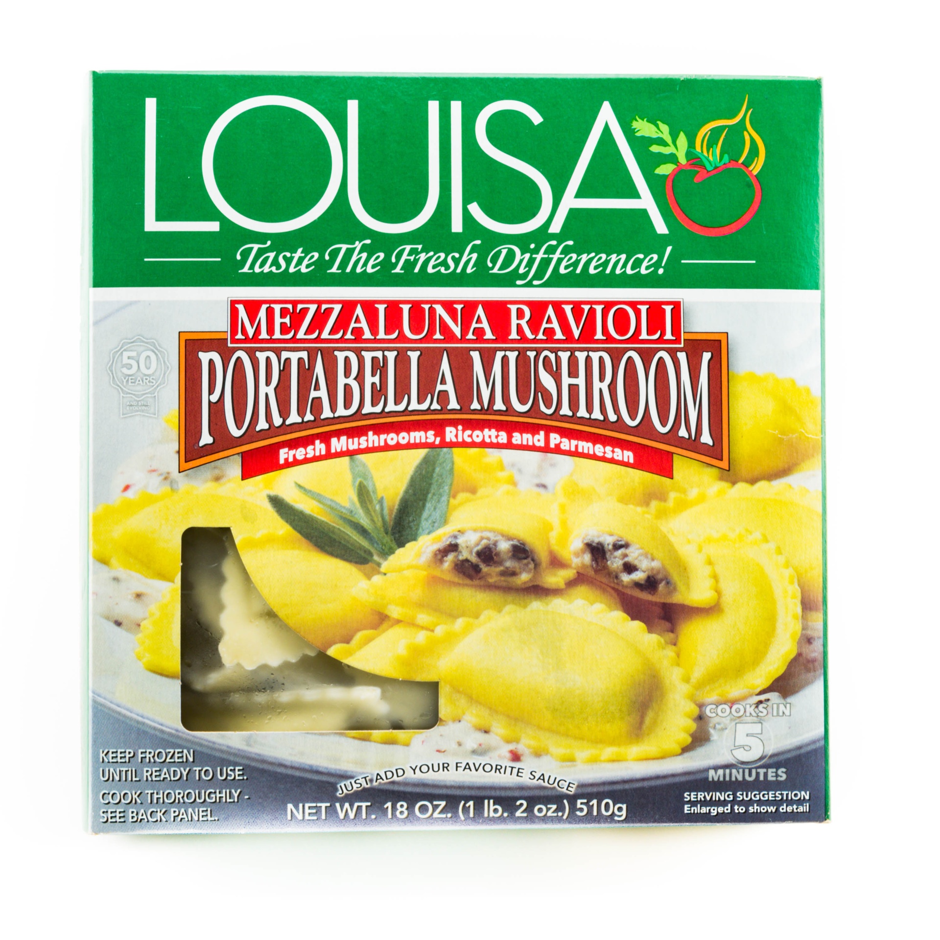 slide 1 of 1, Louisa Mushroom Mezzaluna Ravioli, 18 oz