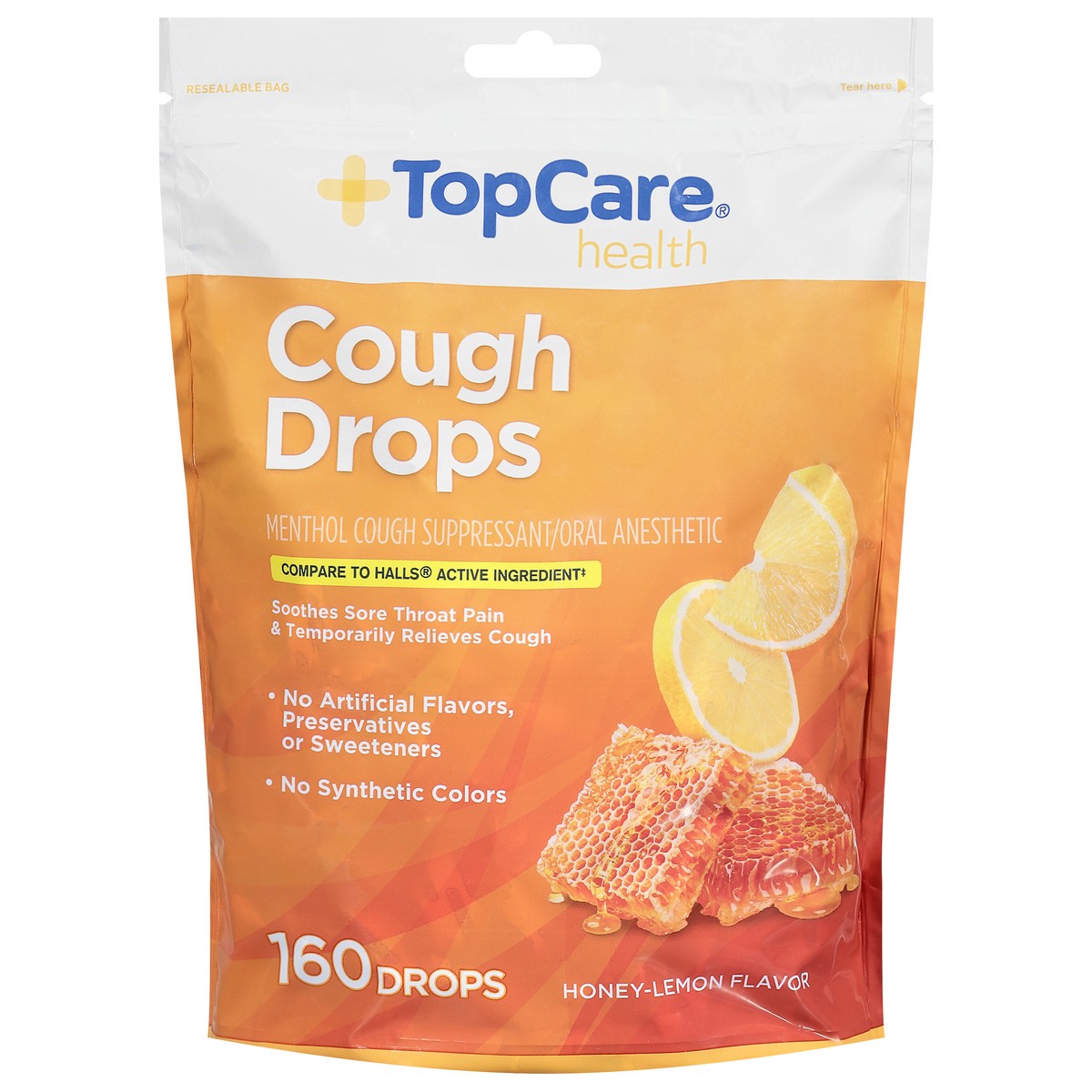 slide 1 of 14, TopCare Health Honey-Lemon Flavor Cough Drops 160 Drops, 160 ct