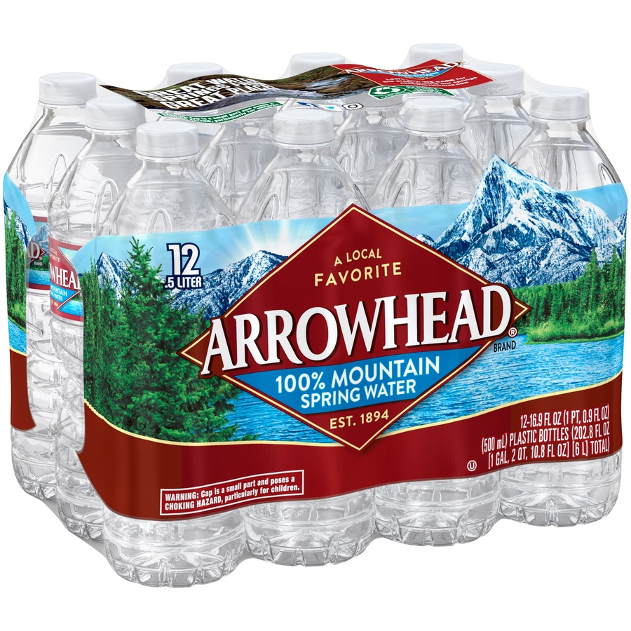 Arrowhead Brand 100 Mountain Spring Water, 16.9ounce plastic bottles 12 ct; 16.9 fl oz Shipt