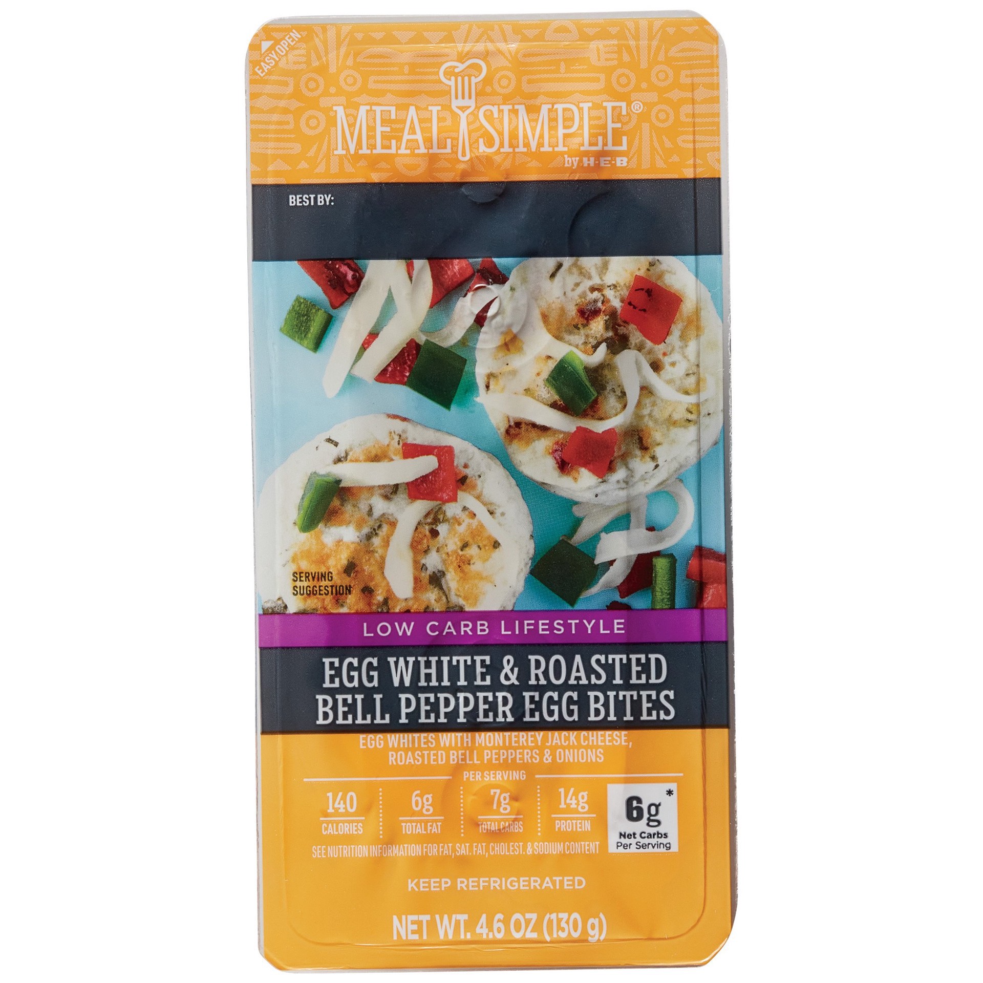 slide 1 of 1, H-E-B Meal Simple Egg White Roasted Bell Pepper Egg Bites, 2 ct