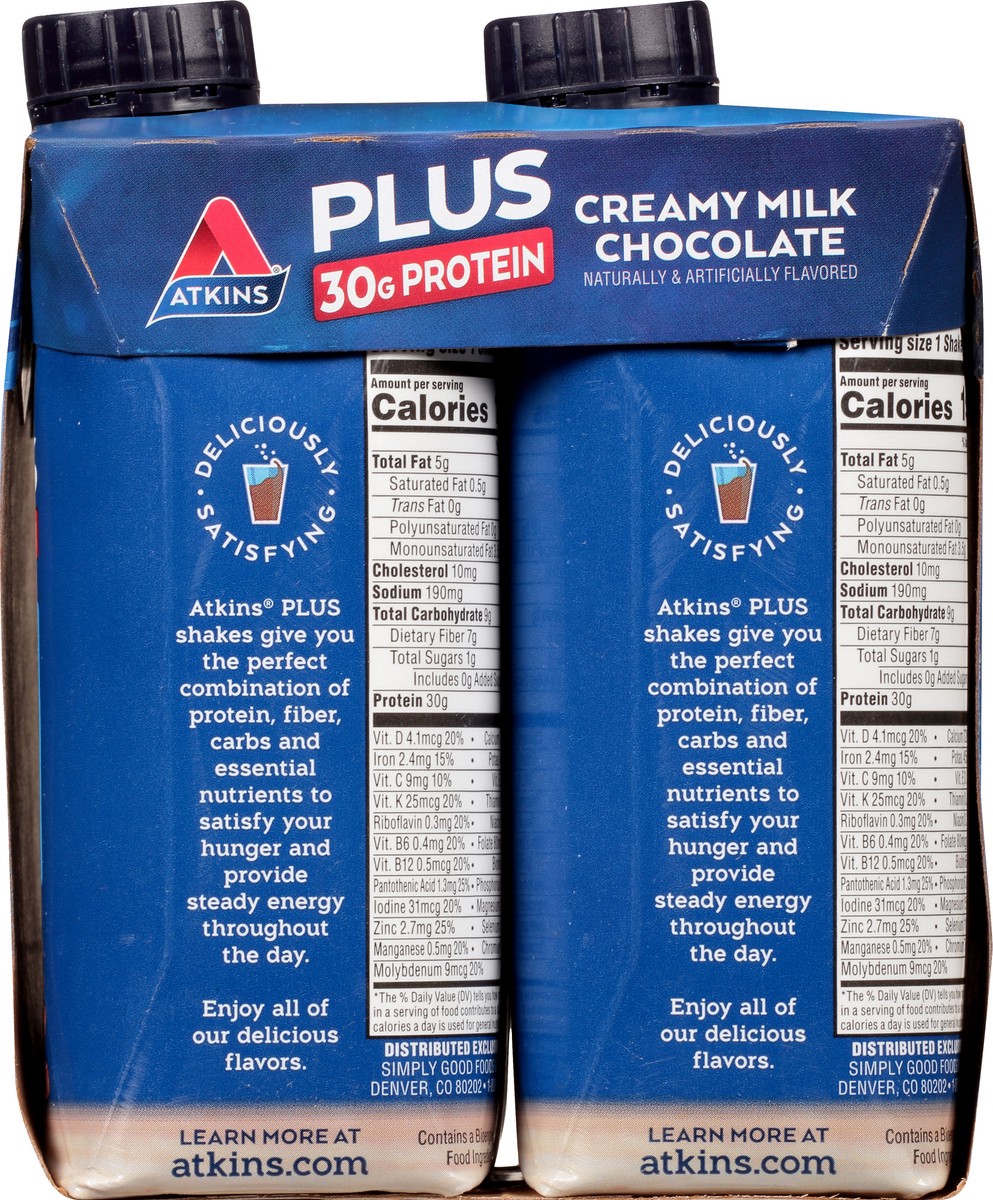 slide 8 of 13, Atkins Plus Creamy Milk Chocolate Shakes 4 ea, 4 ct