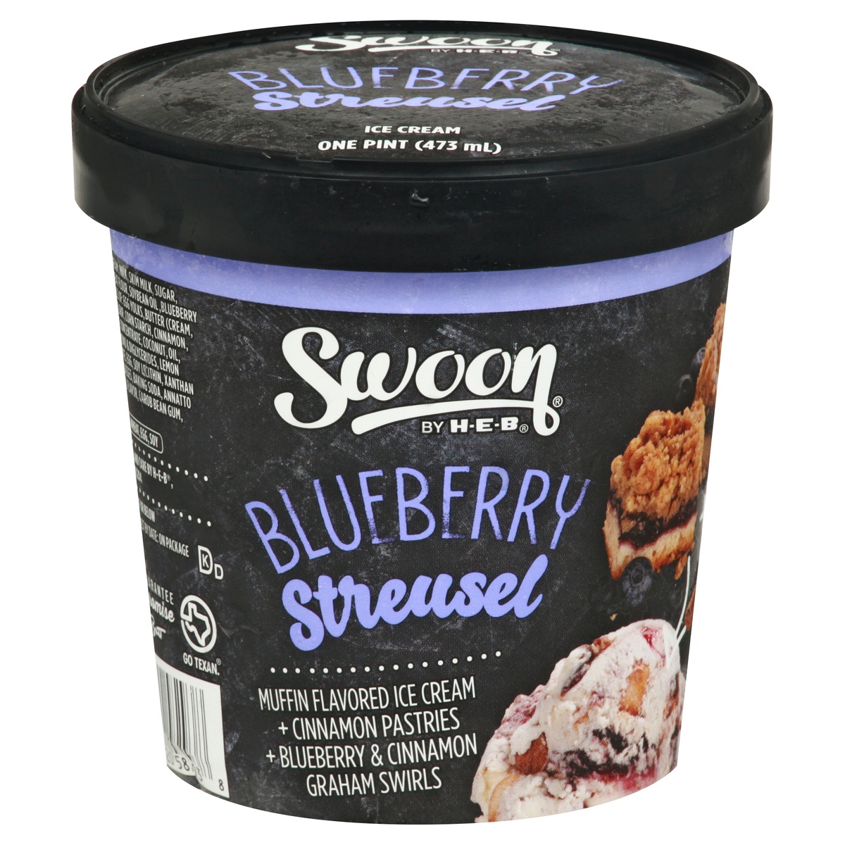 slide 1 of 1, Swoon by H-E-B Blueberry Streusel Ice Cream, 1 pint