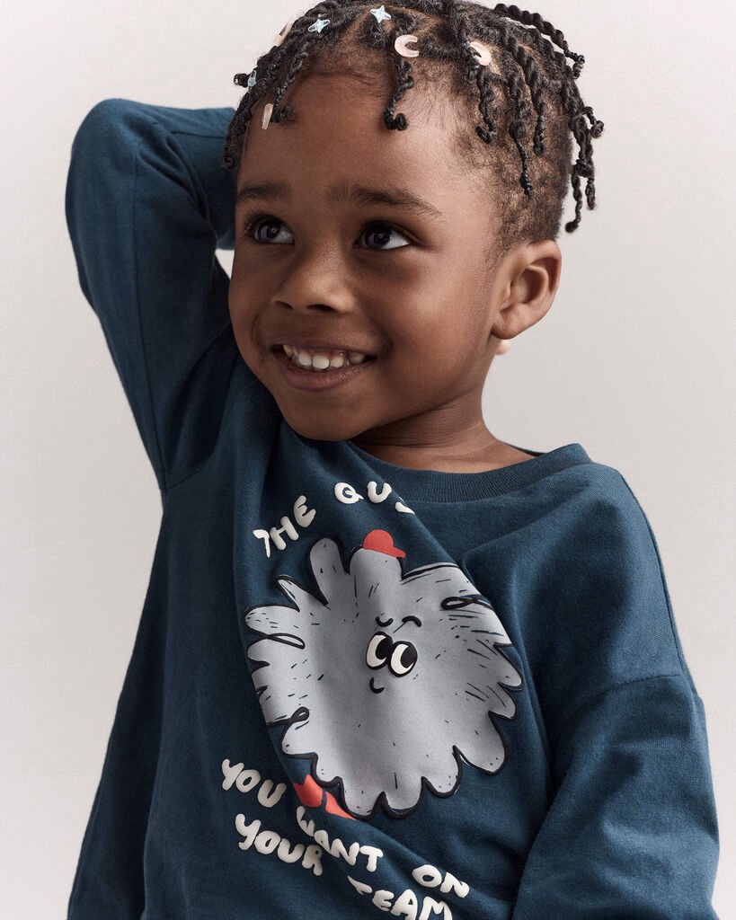 slide 3 of 5, Otteravenue Toddler Boy Squish Character Long-Sleeve Graphic Tee - Teal Teal 4T, 1 ct