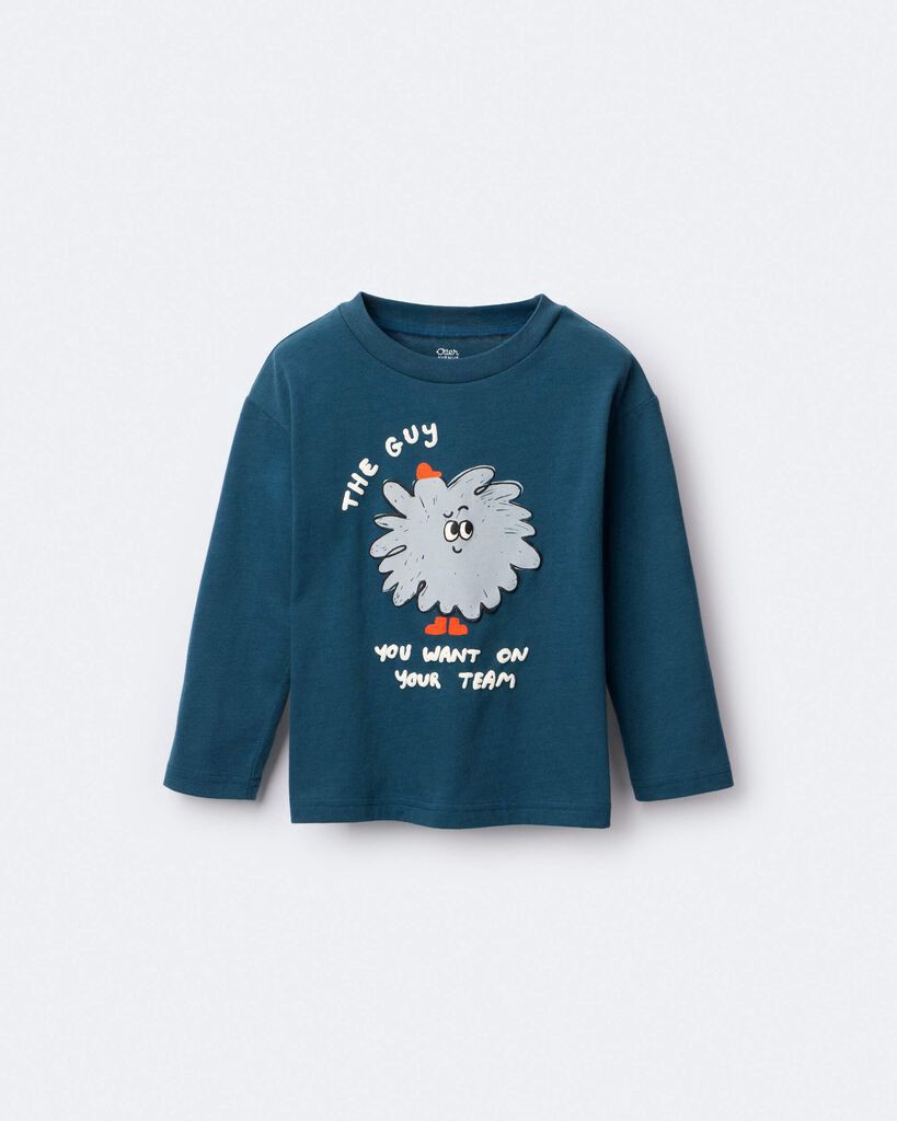 slide 2 of 5, Otteravenue Toddler Boy Squish Character Long-Sleeve Graphic Tee - Teal Teal 4T, 1 ct
