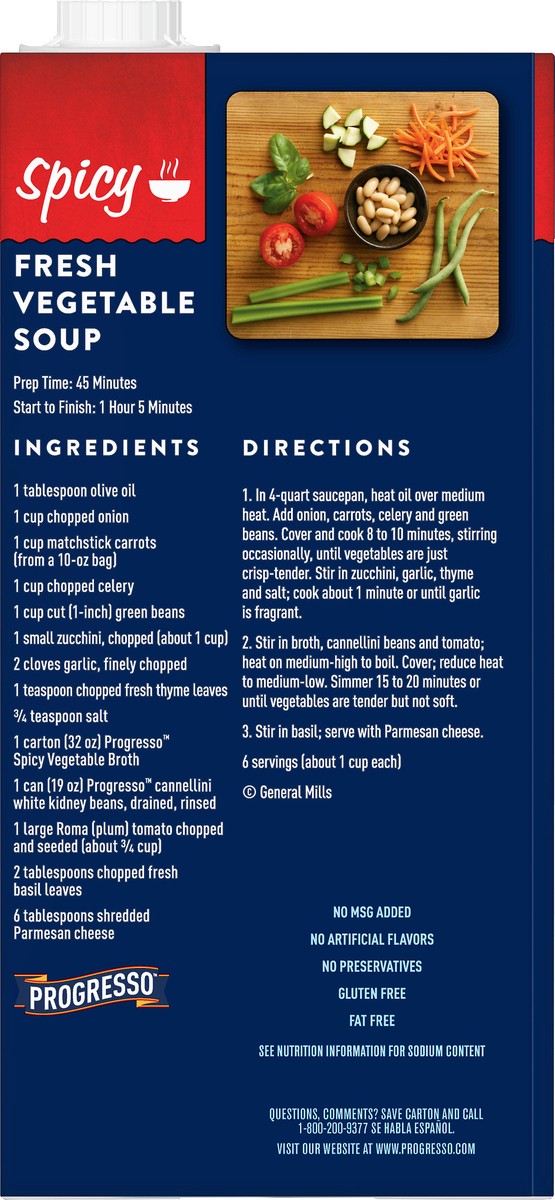 slide 5 of 9, Progresso Spicy Vegetable Broth 32 oz, 32 oz