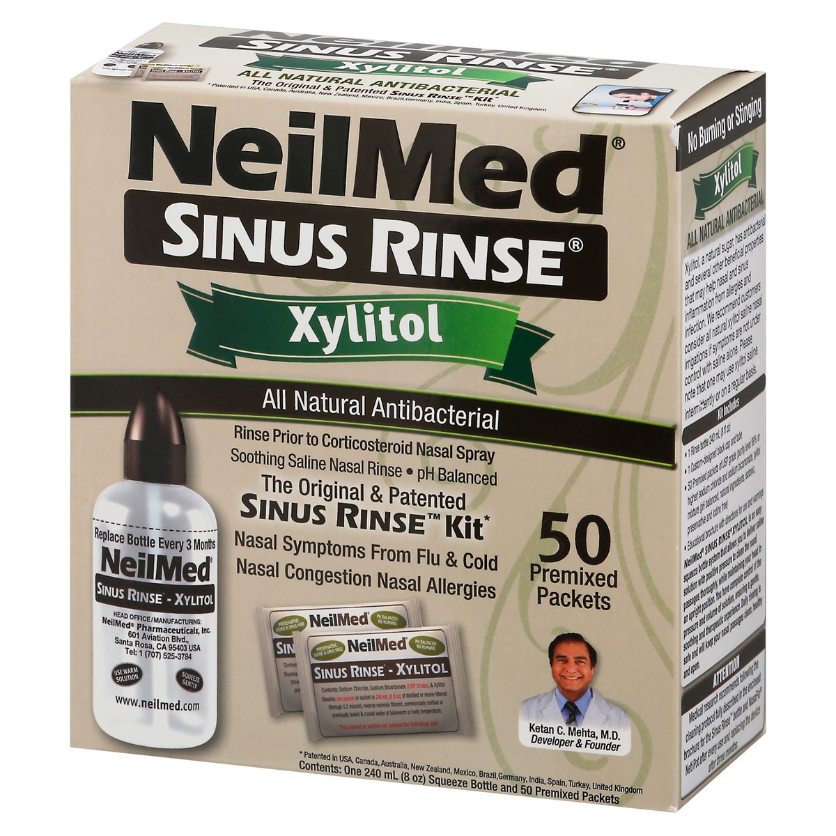 slide 2 of 8, NeilMed Sinus Rinse Xylitol Kit with Refill Packets, 1 ct