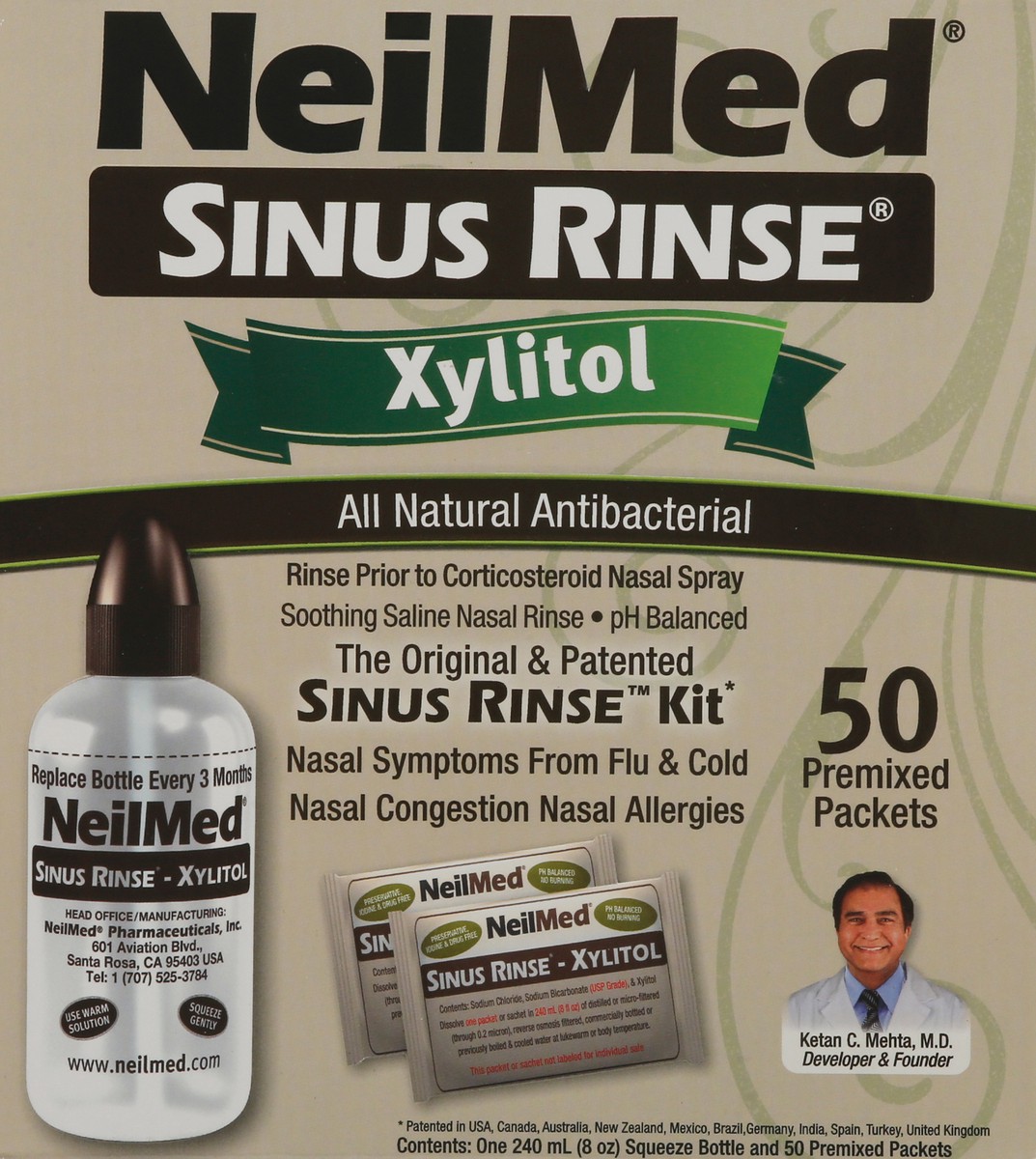 slide 7 of 8, NeilMed Sinus Rinse Xylitol Kit with Refill Packets, 1 ct