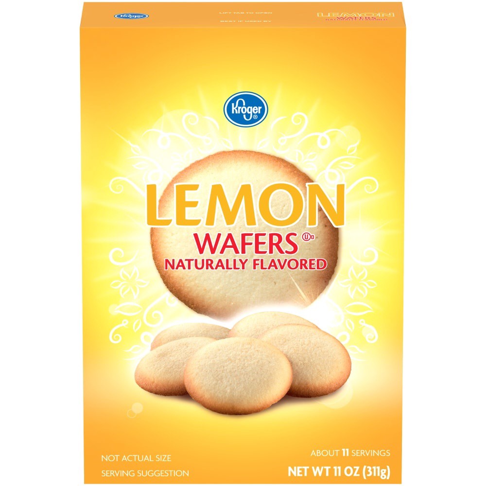 slide 1 of 3, Kroger Lemon Wafers, 11 oz