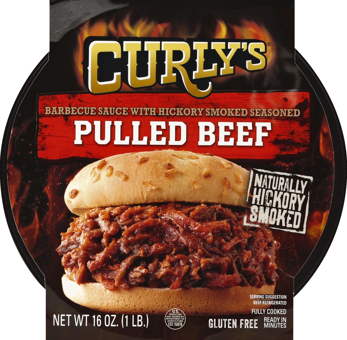 slide 3 of 3, Curly's Curlys Bbq Bbq Sauce Pulled Beef, 16 oz