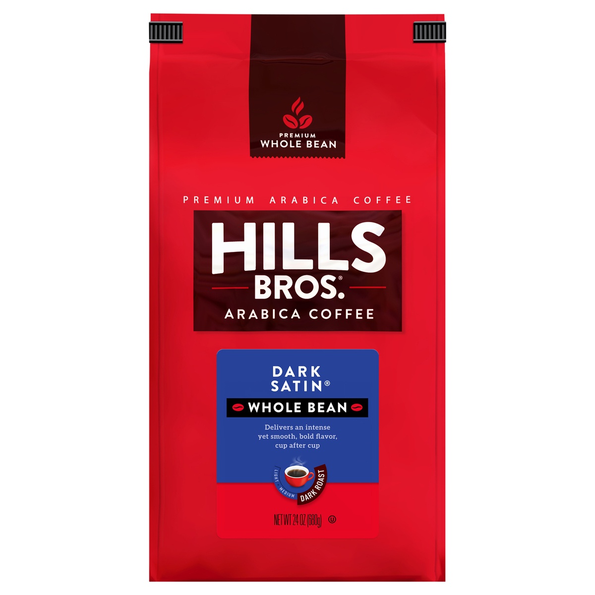 slide 8 of 8, Hills Bros. Whole Bean Dark Satin Coffee, 24 oz