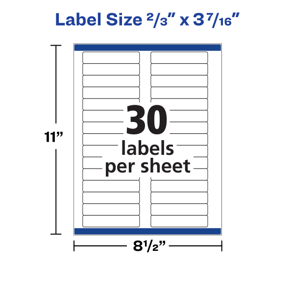 slide 8 of 8, Avery 08066, Removable File Folder Labels, Inkjet/Laser, 2/3 x 3 7/16, White, 750 ct
