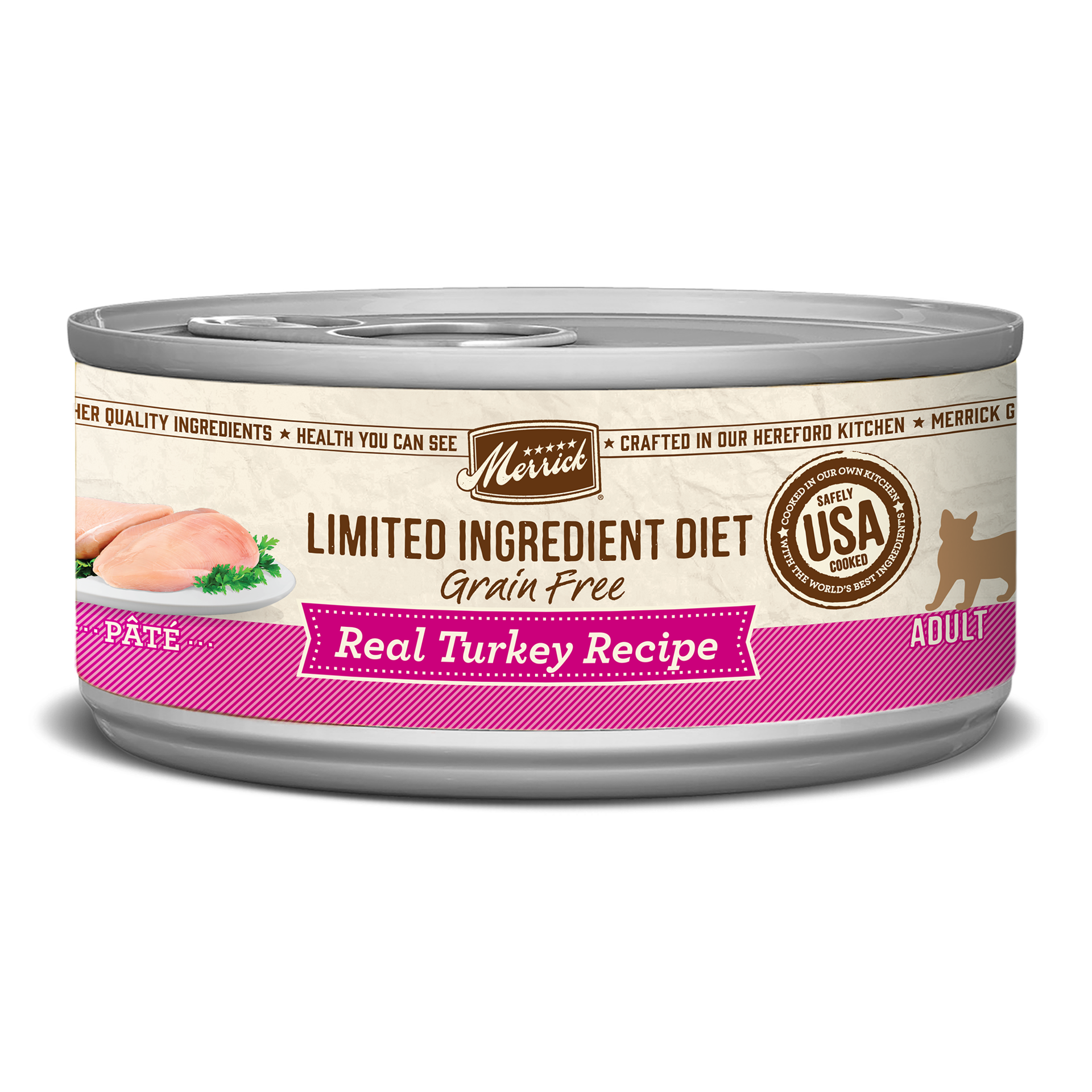 slide 1 of 5, Merrick Limited Ingredient Diet Grain Free Real Turkey Recipe Pate Wet Cat Food - 5 oz Can, 5 oz