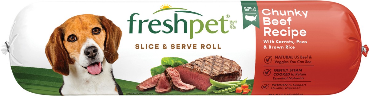 slide 3 of 3, Freshpet Chunky Beef Recipe Adult Dog Food Roll, 1.5 lb