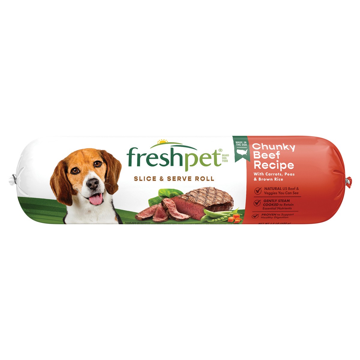 slide 1 of 3, Freshpet Chunky Beef Recipe Adult Dog Food Roll, 1.5 lb