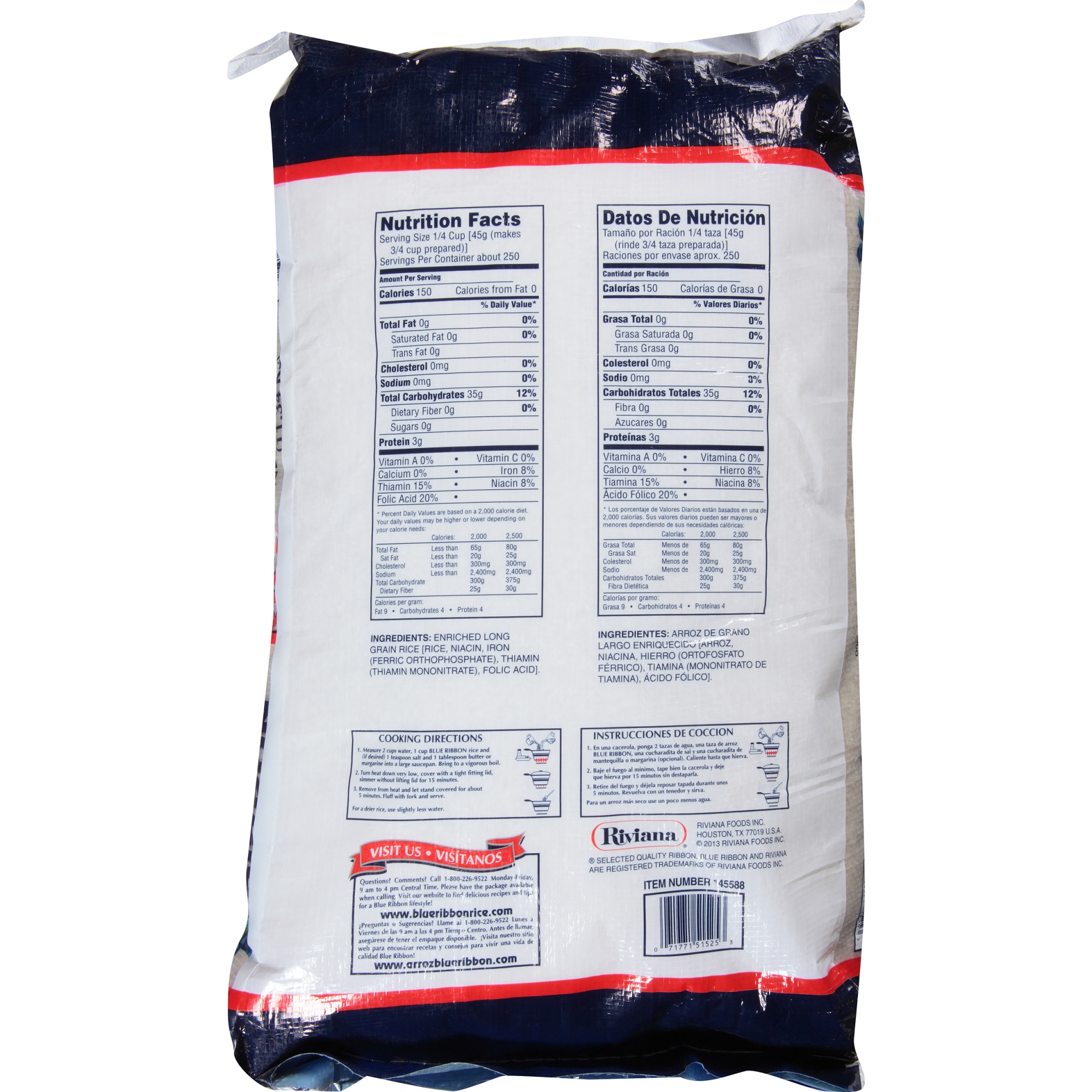 slide 4 of 6, Blue Ribbon Enriched Long Grain Rice, 25 lb