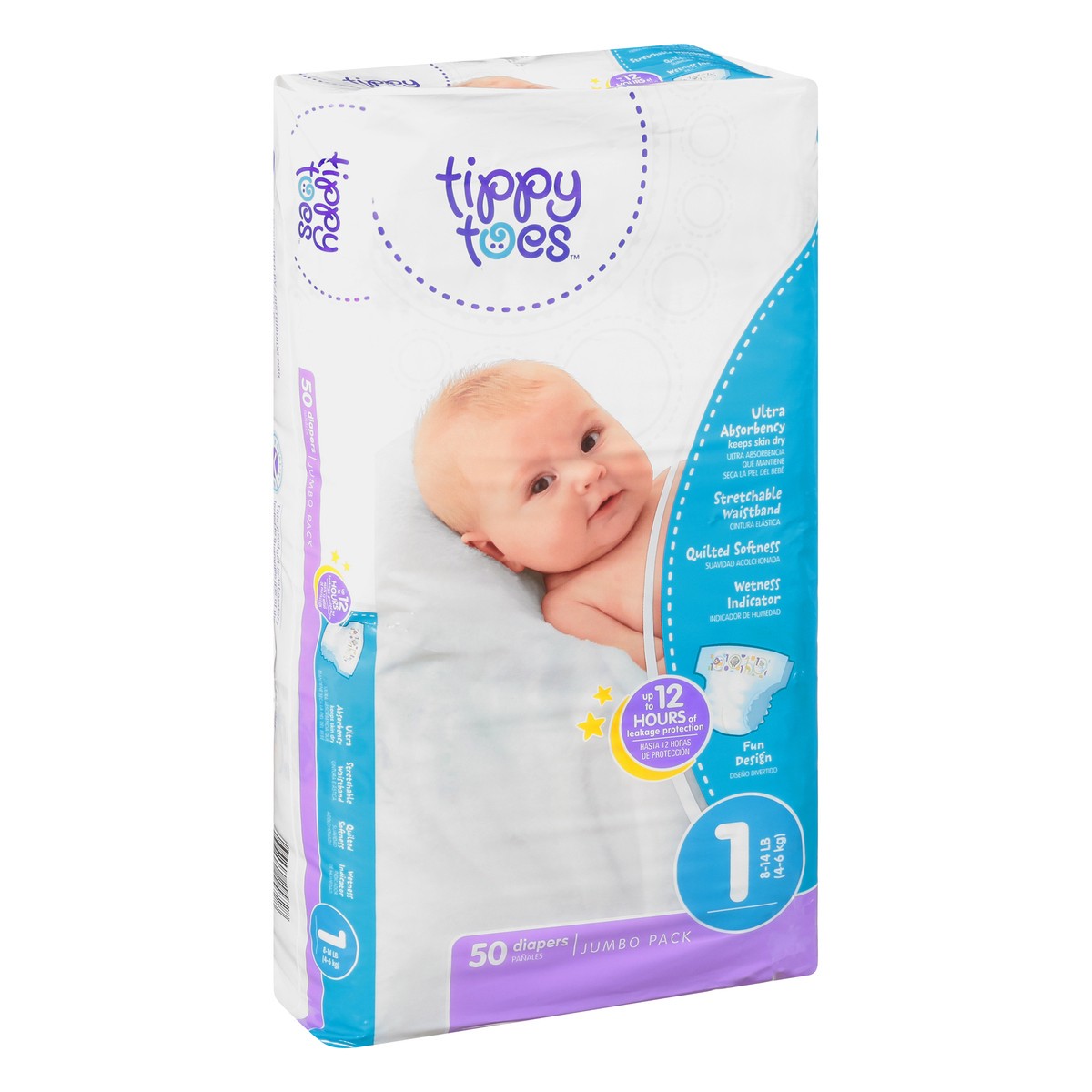 slide 2 of 8, Tippy Toes Babysoft Diapers Ultrafit, 50 ct