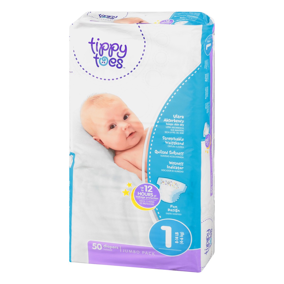 slide 3 of 8, Tippy Toes Babysoft Diapers Ultrafit, 50 ct