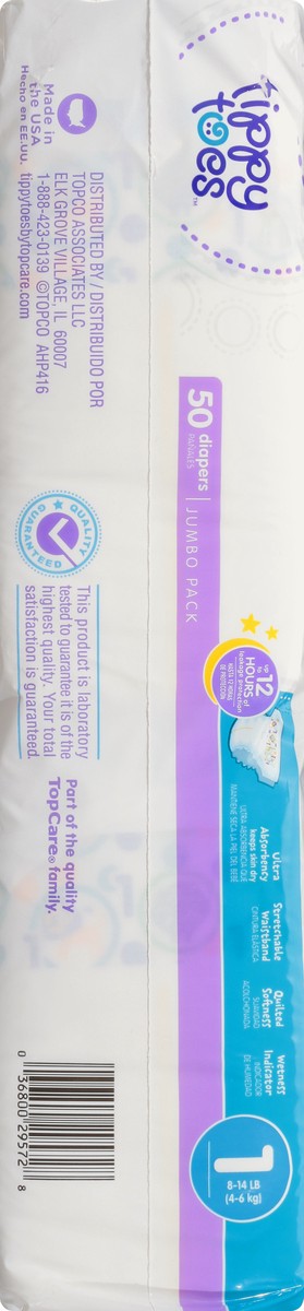 slide 5 of 8, Tippy Toes Babysoft Diapers Ultrafit, 50 ct