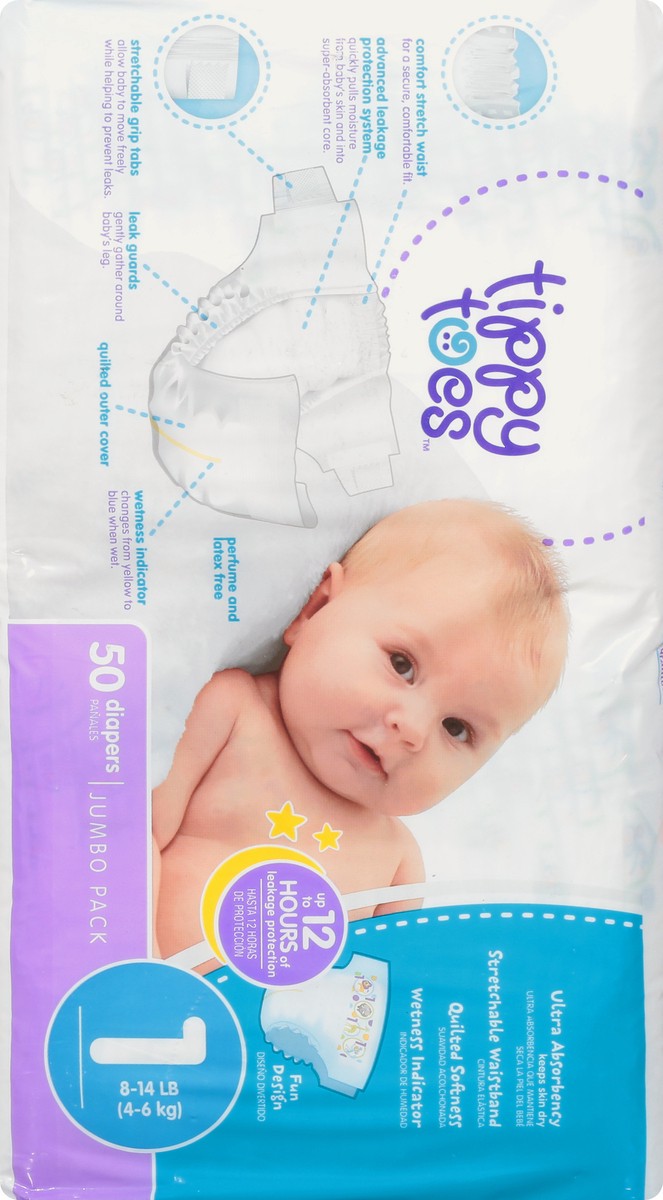 slide 8 of 8, Tippy Toes Babysoft Diapers Ultrafit, 50 ct