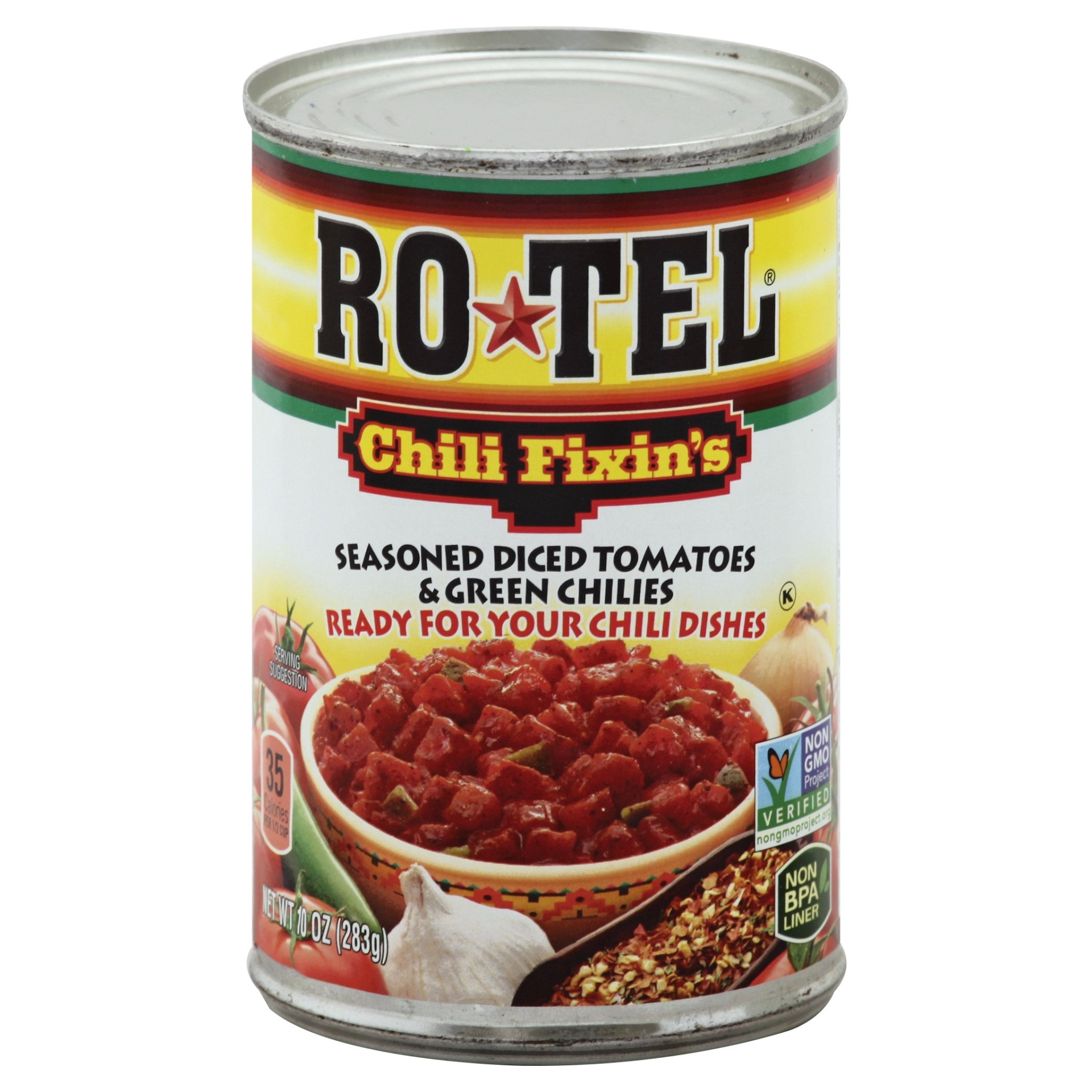 slide 1 of 2, Rotel Chili Fixin's Seasoned Diced Tomatoes & Green Chilies, 10 oz