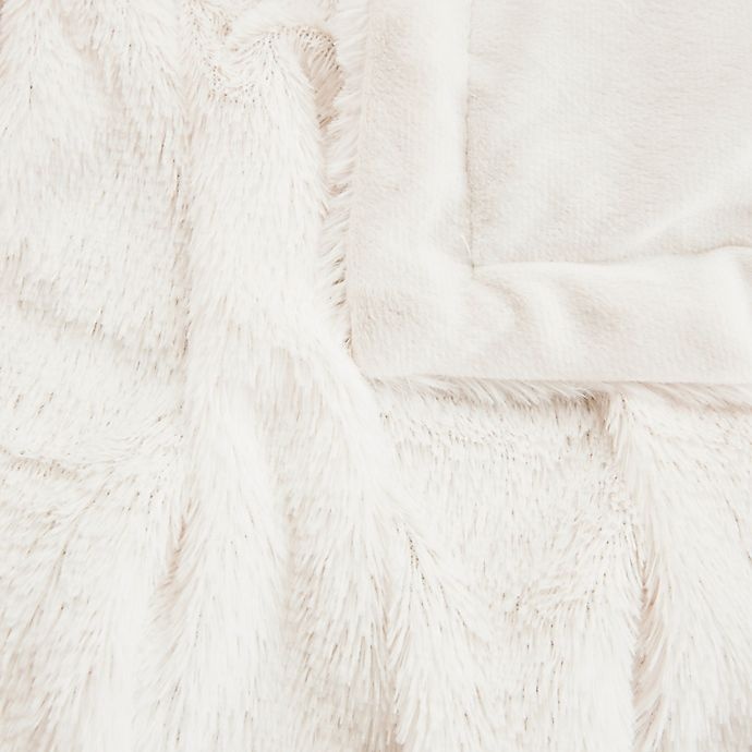 slide 3 of 4, Madison Park Ruched Faux Fur Throw Blanket - Ivory, 1 ct