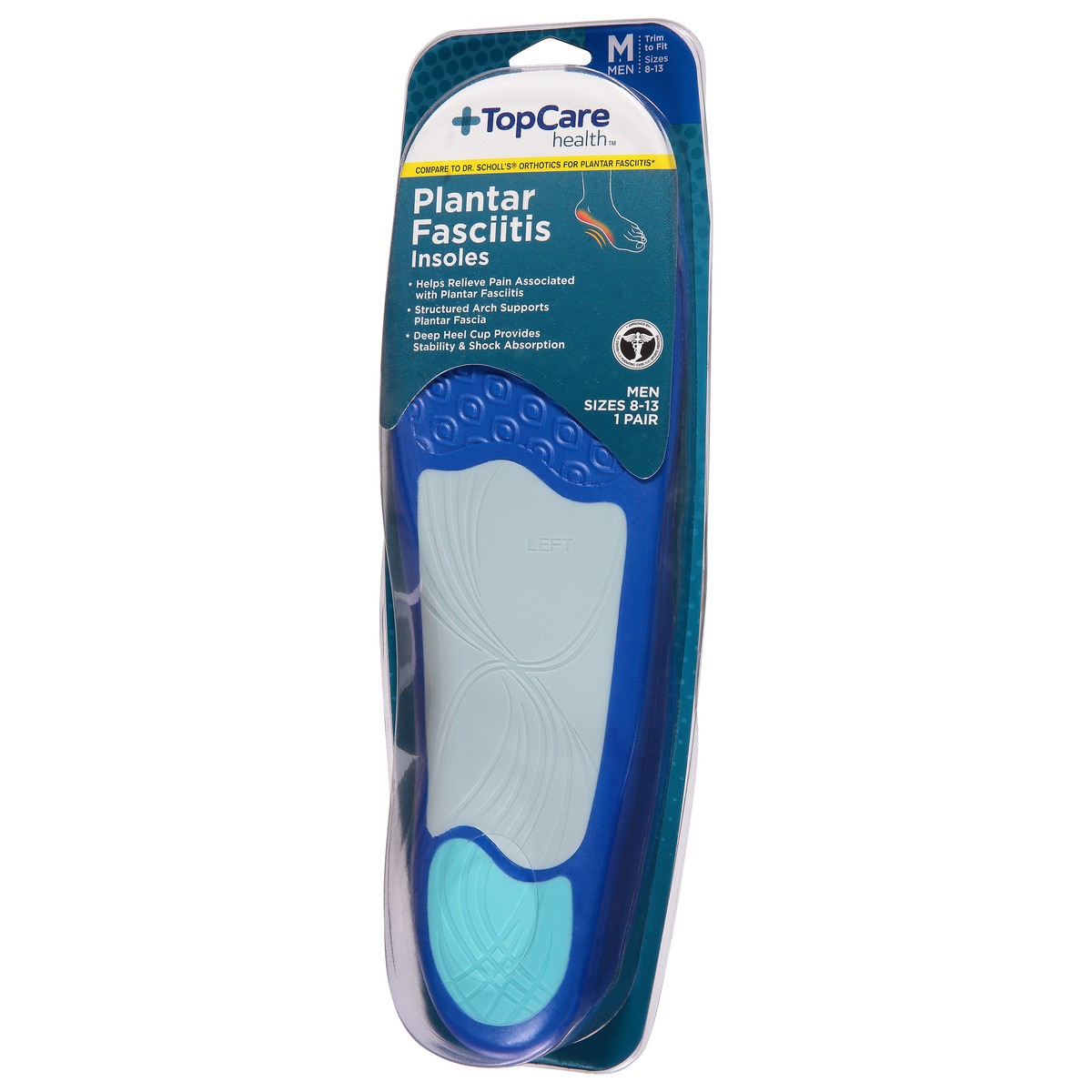 slide 2 of 9, Topcare Insoles Plantar Fascitis Men, 1 ct