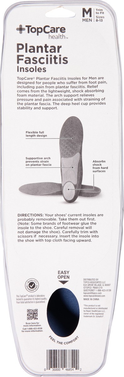 slide 7 of 9, Topcare Insoles Plantar Fascitis Men, 1 ct