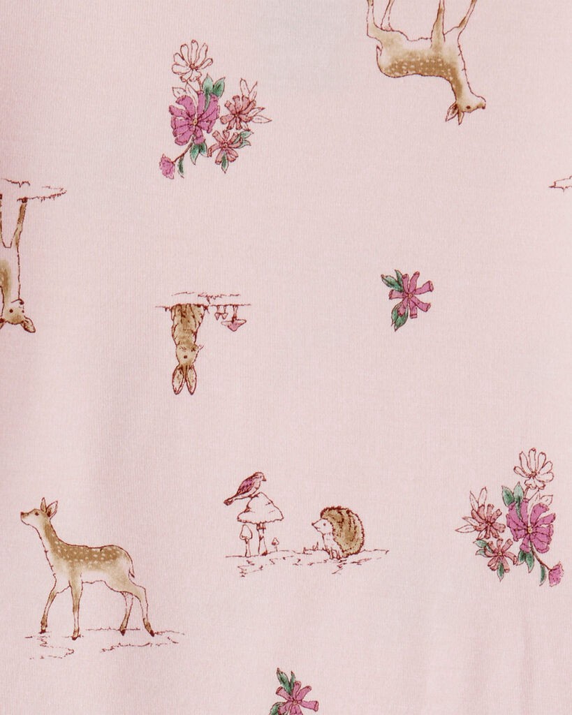 slide 4 of 4, Carter's Toddler Girl Deer & Floral Print PurelySoft Long-Sleeve 2-Piece Pajamas - Pink Pink 5T, 2 pc