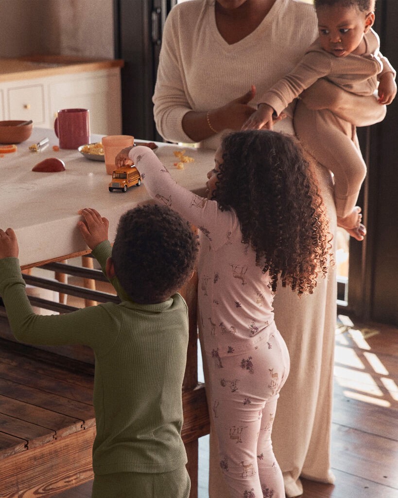 slide 3 of 4, Carter's Toddler Girl Deer & Floral Print PurelySoft Long-Sleeve 2-Piece Pajamas - Pink Pink 5T, 2 pc