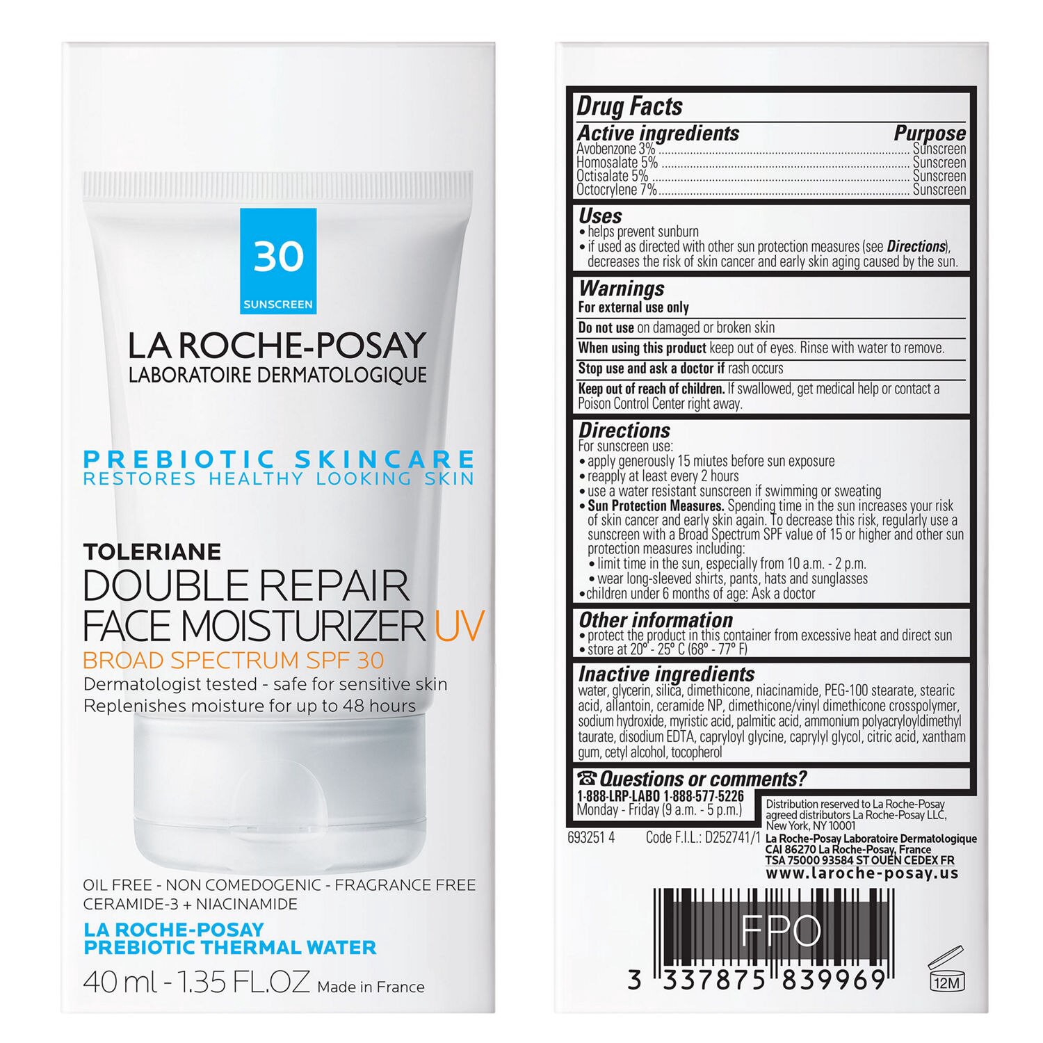 slide 9 of 10, LA ROCHE - POSAY Toleriane Double Repairface Moisturizer Uv, 1.35 oz
