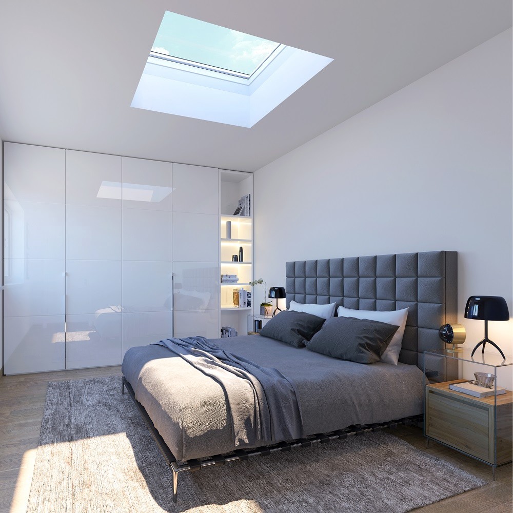 slide 2 of 6, VELUX 22-1/2-in x 22-1/2-in Fixed Curb mount Aluminum Skylight with Laminated Low-E argon Glass, 1 ct