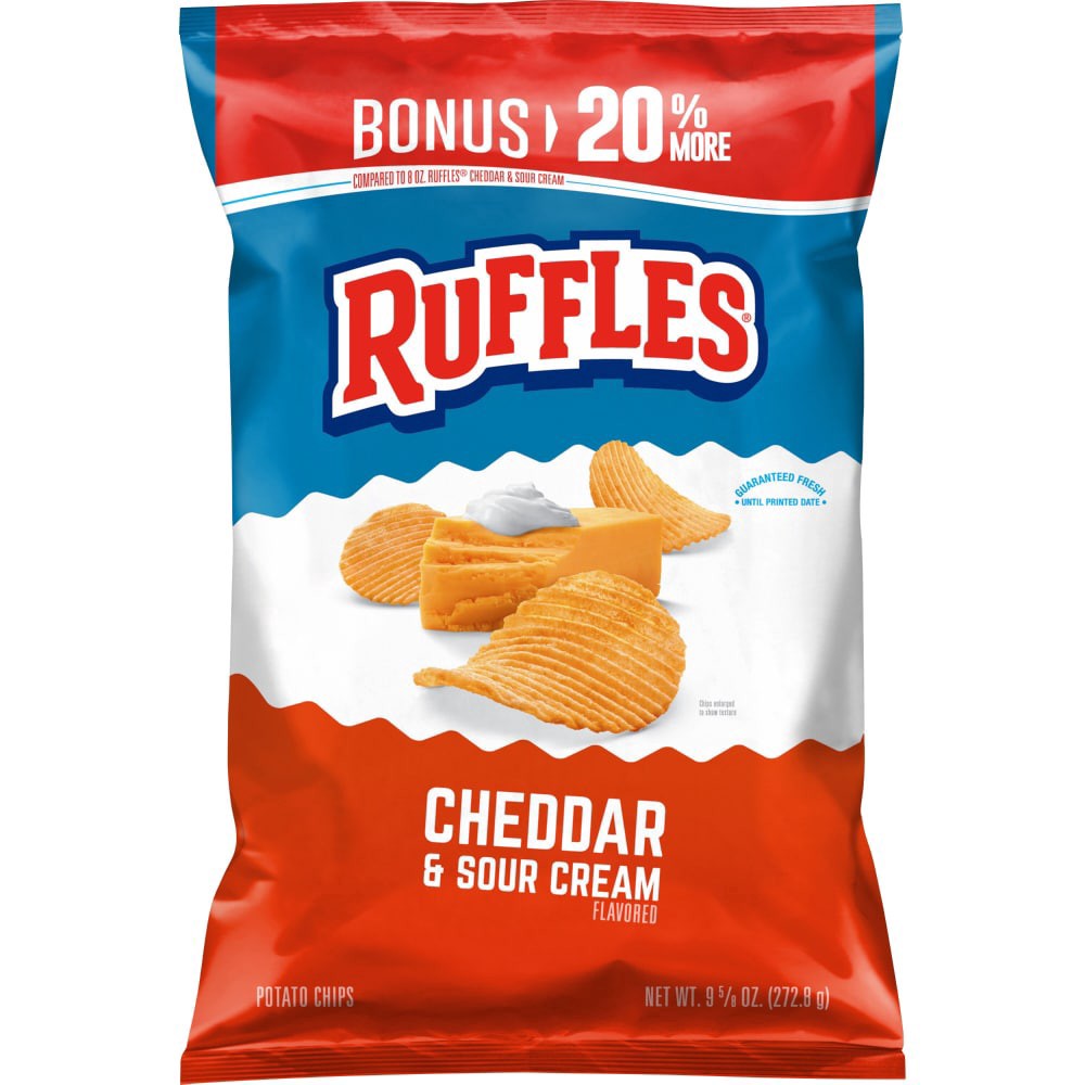 slide 2 of 2, Ruffles Potato Chips Cheddar & Sour Cream 9 5/8 Oz, 9.62 oz