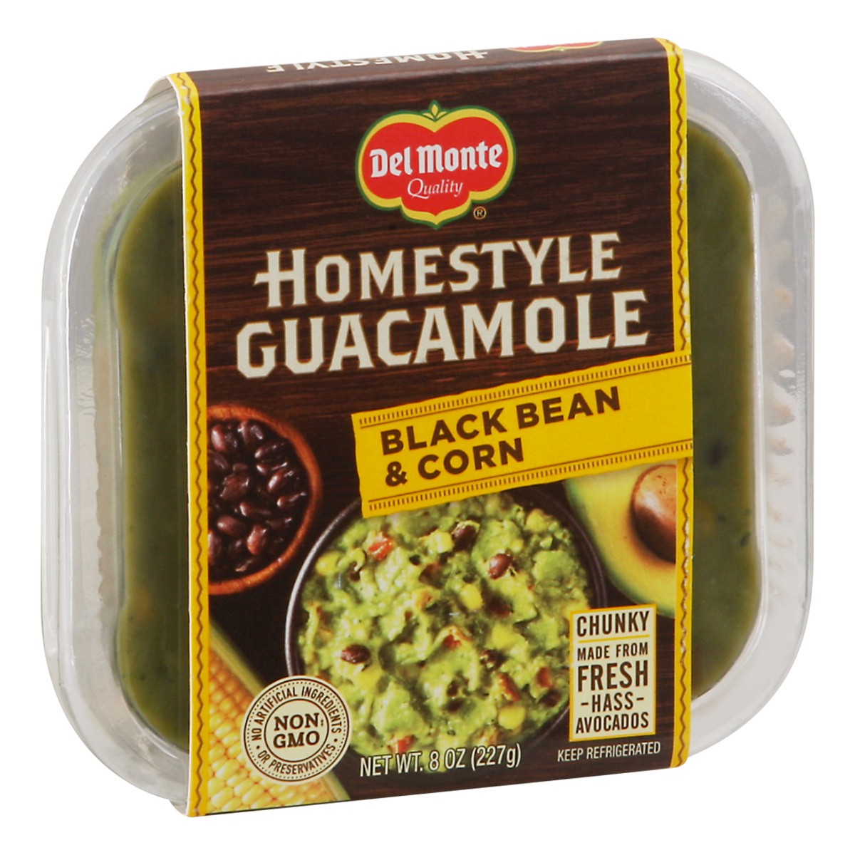 slide 3 of 9, Del Monte Homestyle Black Bean & Corn Guacamole 8 oz Clam Shell, 8 oz
