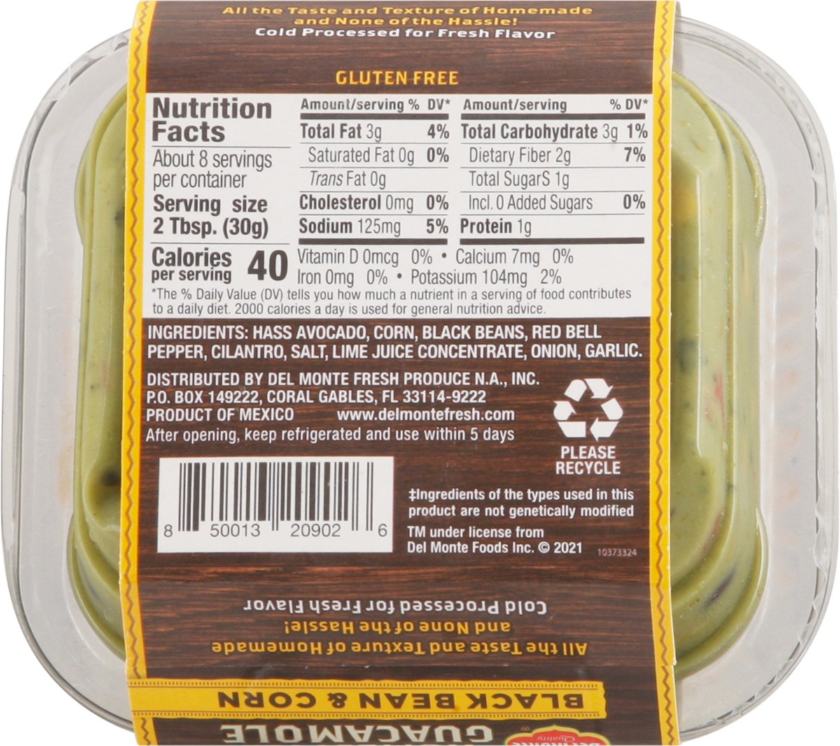 slide 4 of 9, Del Monte Homestyle Black Bean & Corn Guacamole 8 oz Clam Shell, 8 oz