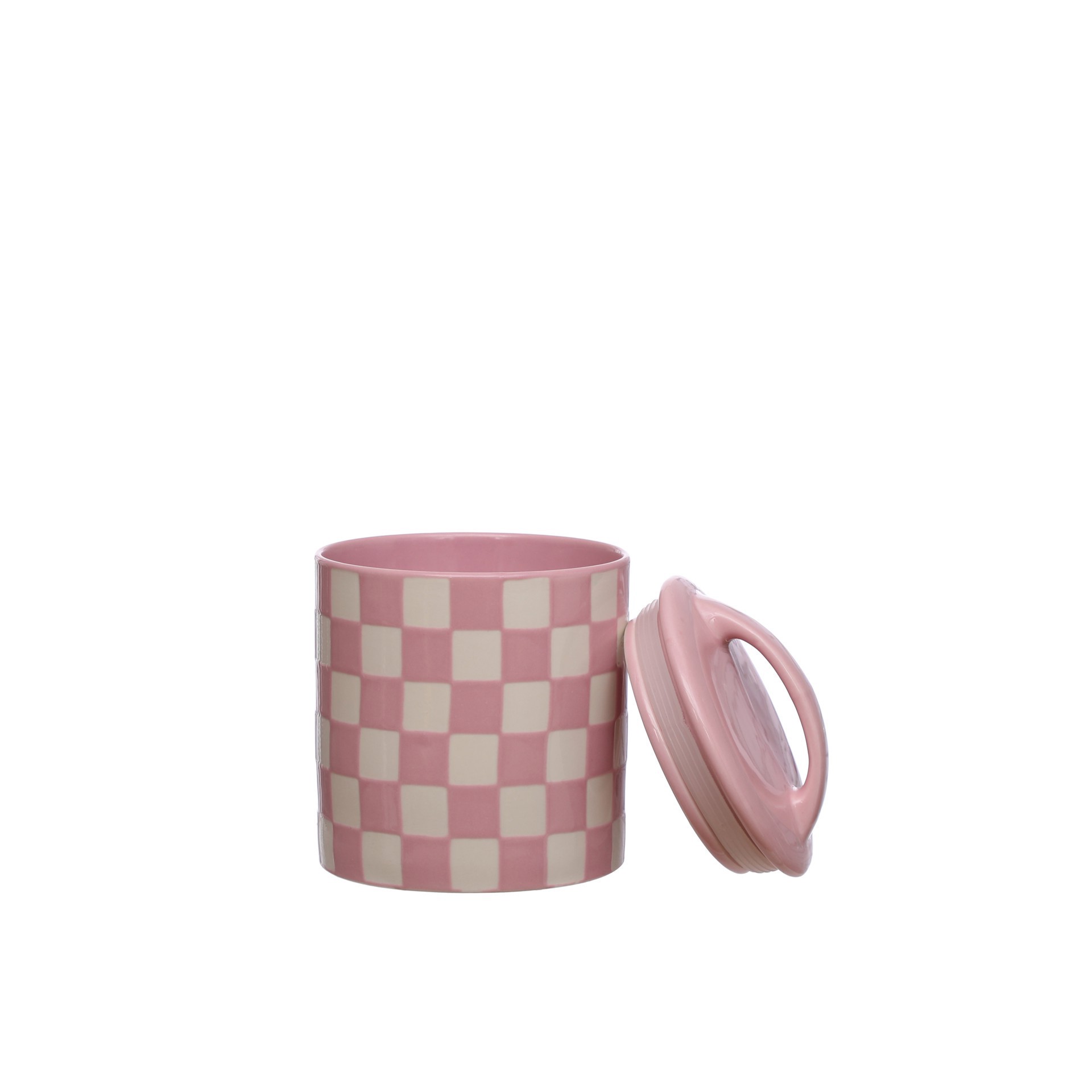 slide 2 of 3, Checkered Ceramic Jar With Lid By Ashland, 4.875 in x 4.875 in x 6.25 in