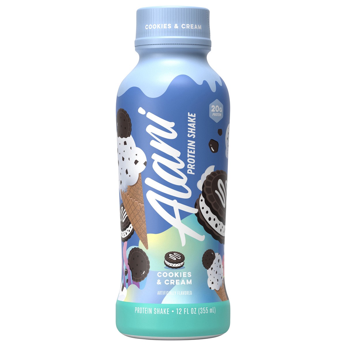 slide 1 of 13, Alani Nu Protein Shake Cookies & Cream 12oz, 12 fl oz