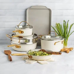 Hy-Vee Seasons 16 Piece Nonstick Cookware Set In Linen
