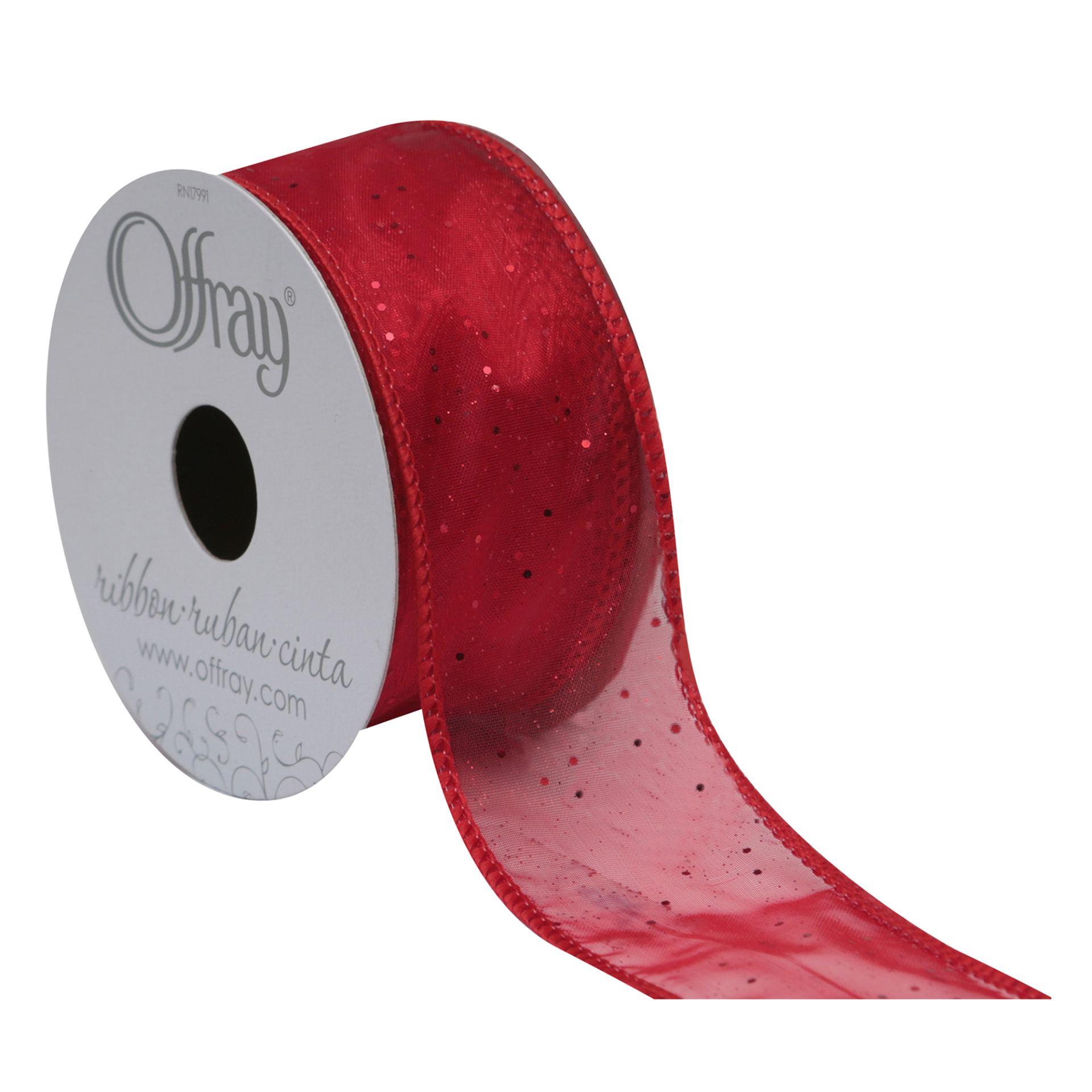 slide 1 of 1, Offray Ribbon Wcosmic Glitz Red 1.5X, 9 ft