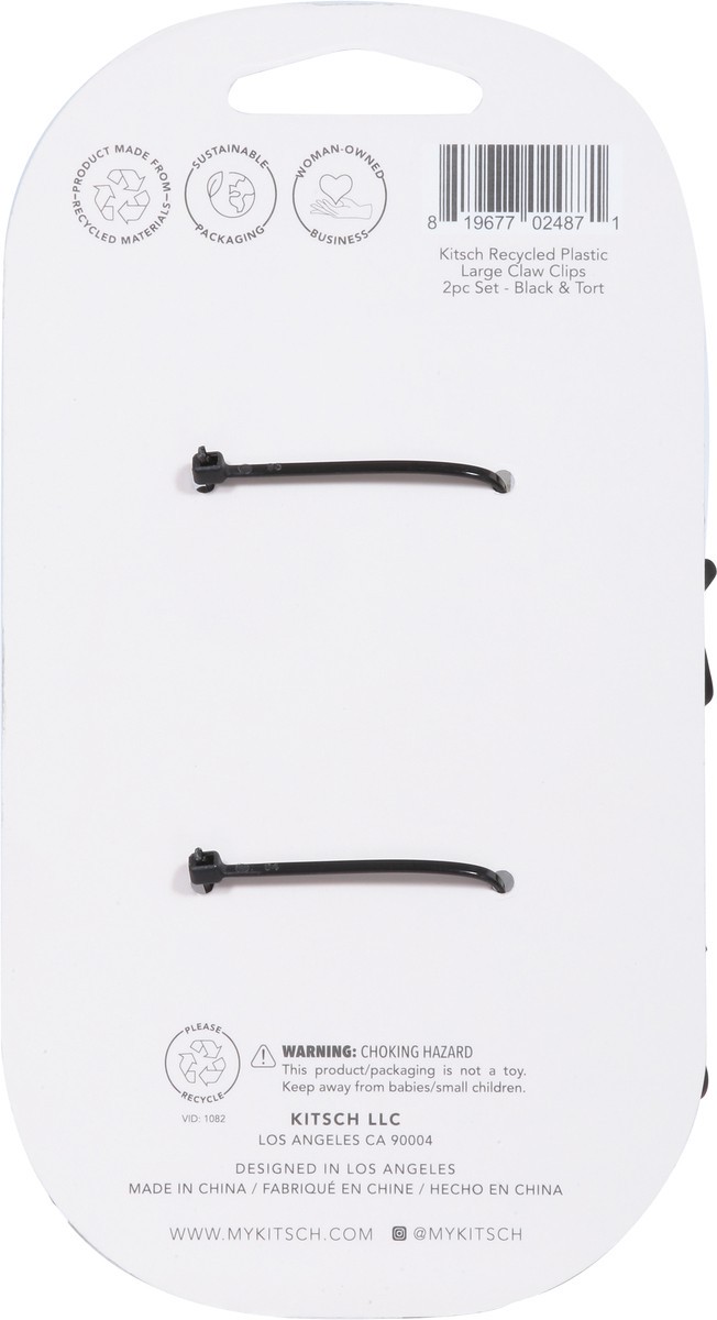 slide 7 of 9, Kitsch Black & Tort Recycled Plastic Claw Clips Large 2 ea, 2 ct