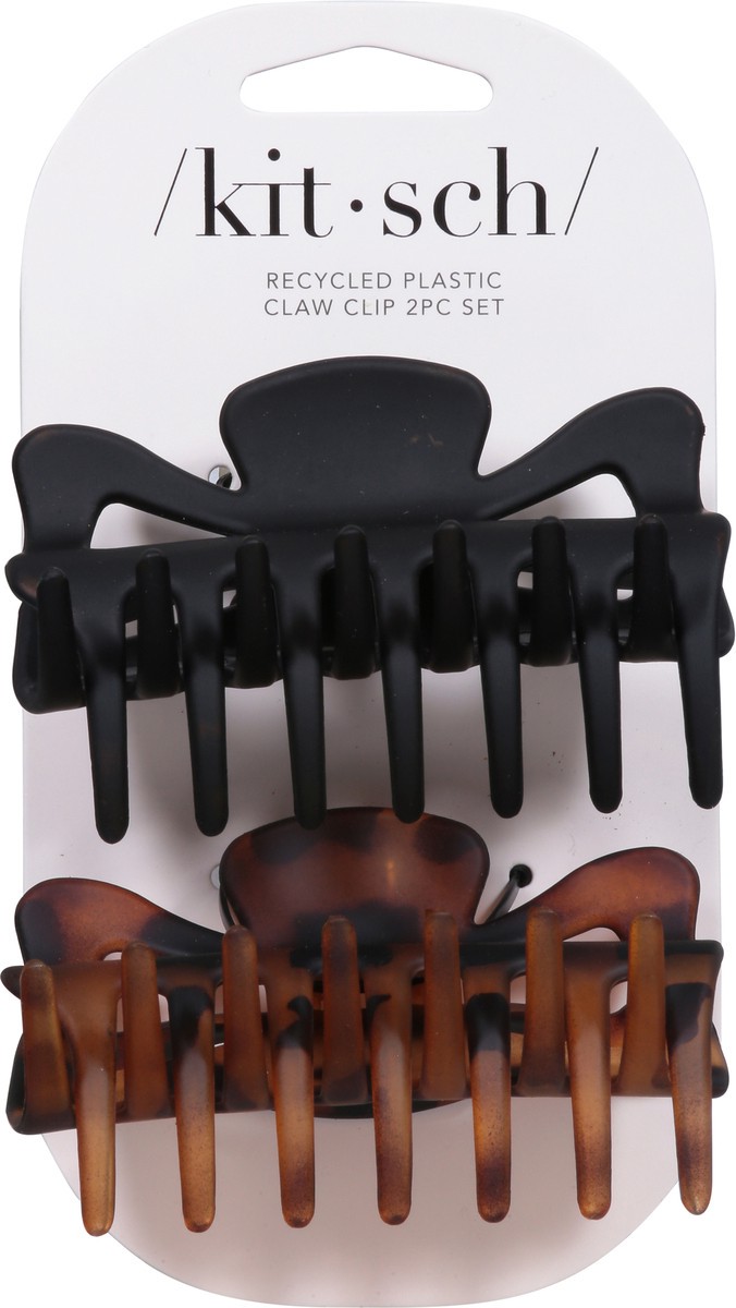 slide 4 of 9, Kitsch Black & Tort Recycled Plastic Claw Clips Large 2 ea, 2 ct