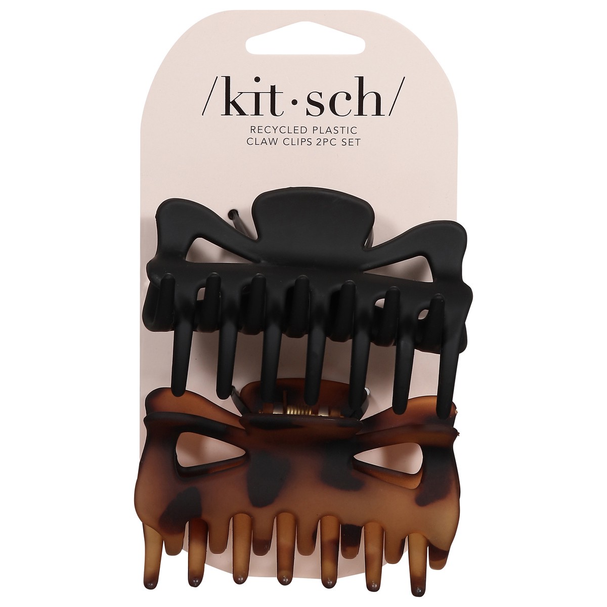 slide 1 of 9, Kitsch Black & Tort Recycled Plastic Claw Clips Large 2 ea, 2 ct