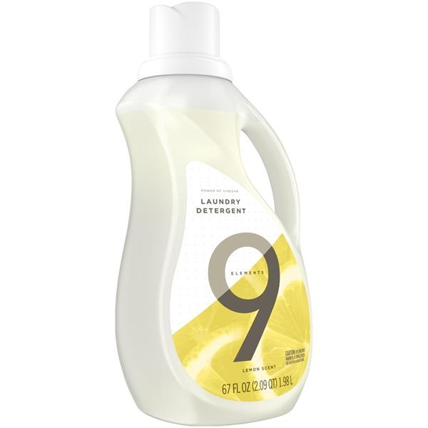 slide 1 of 1, 9 Elements Liquid Laundry Detergent, Lemon, 67 fl oz