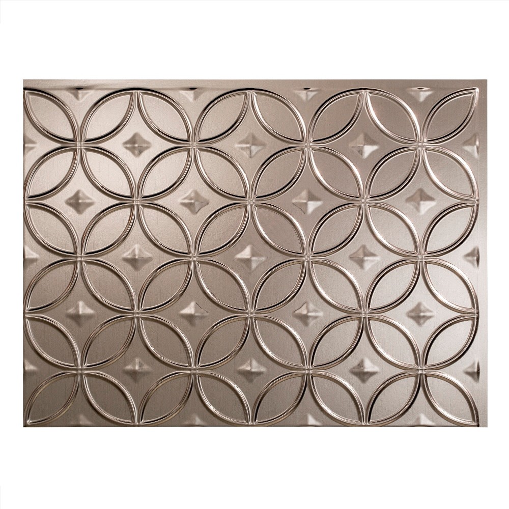 slide 5 of 6, Fasade Rings 18.5-in x 24.5-in Thermoplastic Brushed nickel Backsplash Panels, 1 ct