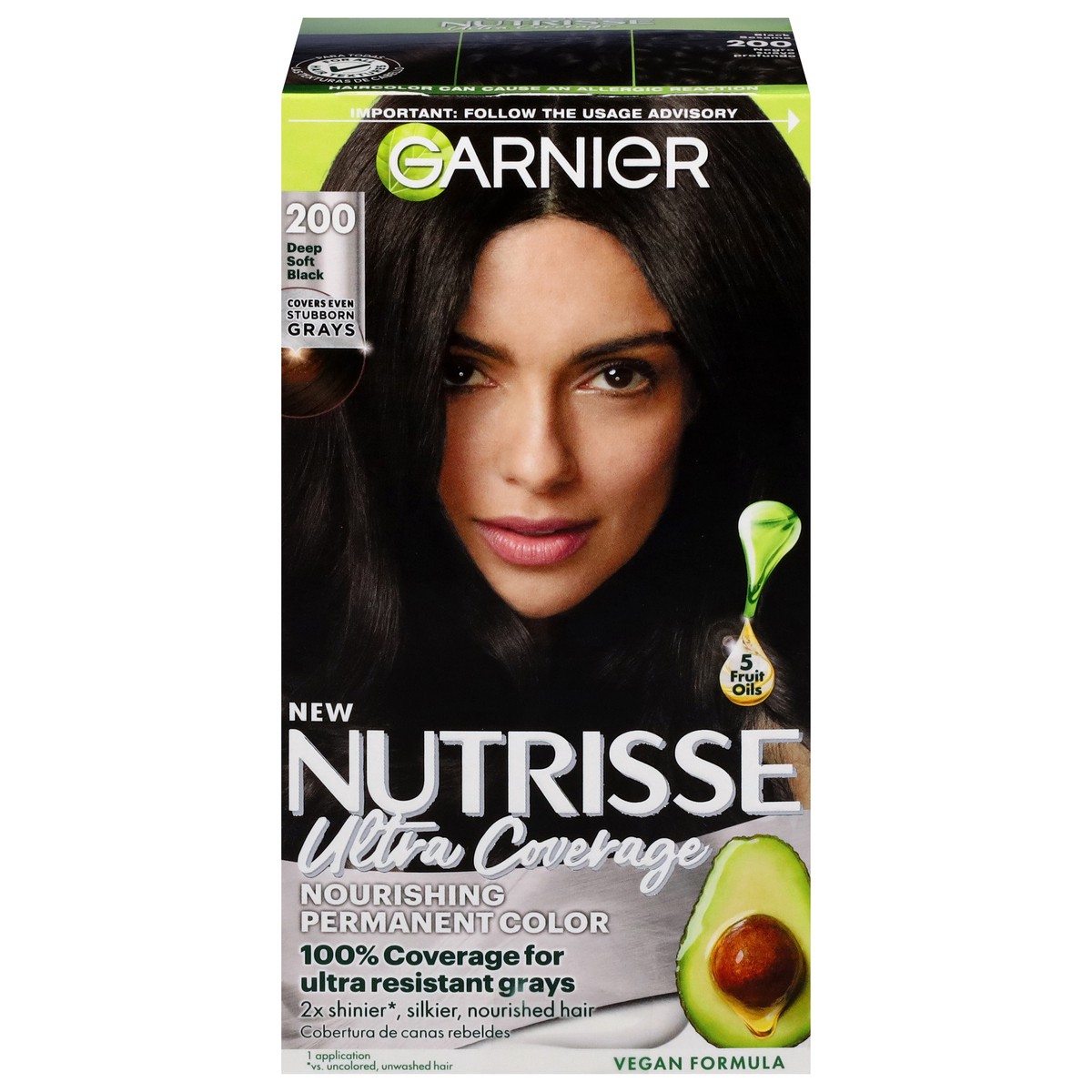 slide 1 of 8, Garnier Ultra Coverage 200 Deep Soft Black Nourishing Permanent Color 1 Each, 1 ct
