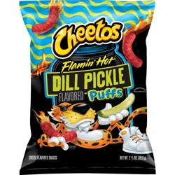 Cheetos Puffs Flamin' Hot Dill Pickle Flavored Snacks, 2.5 oz