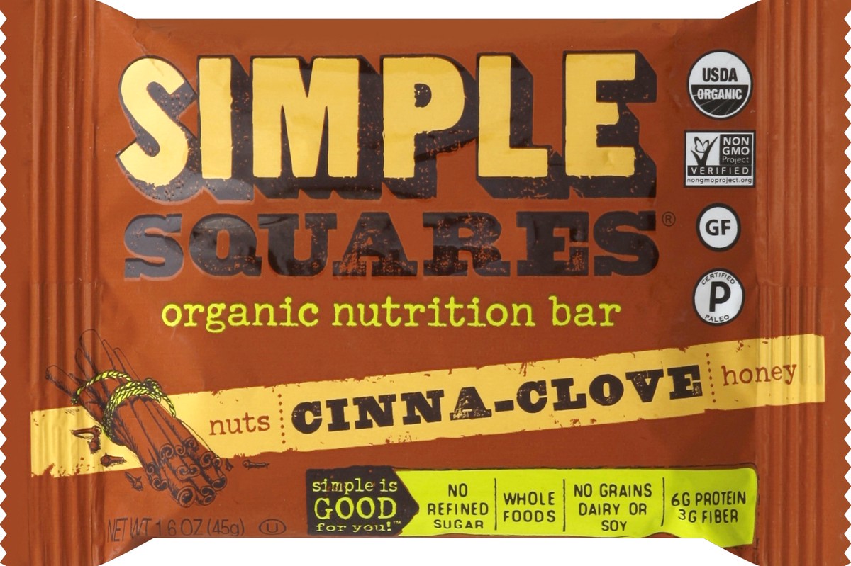 slide 2 of 5, Simple Squares Nutrition Bar 1.6 oz, 1.6 oz