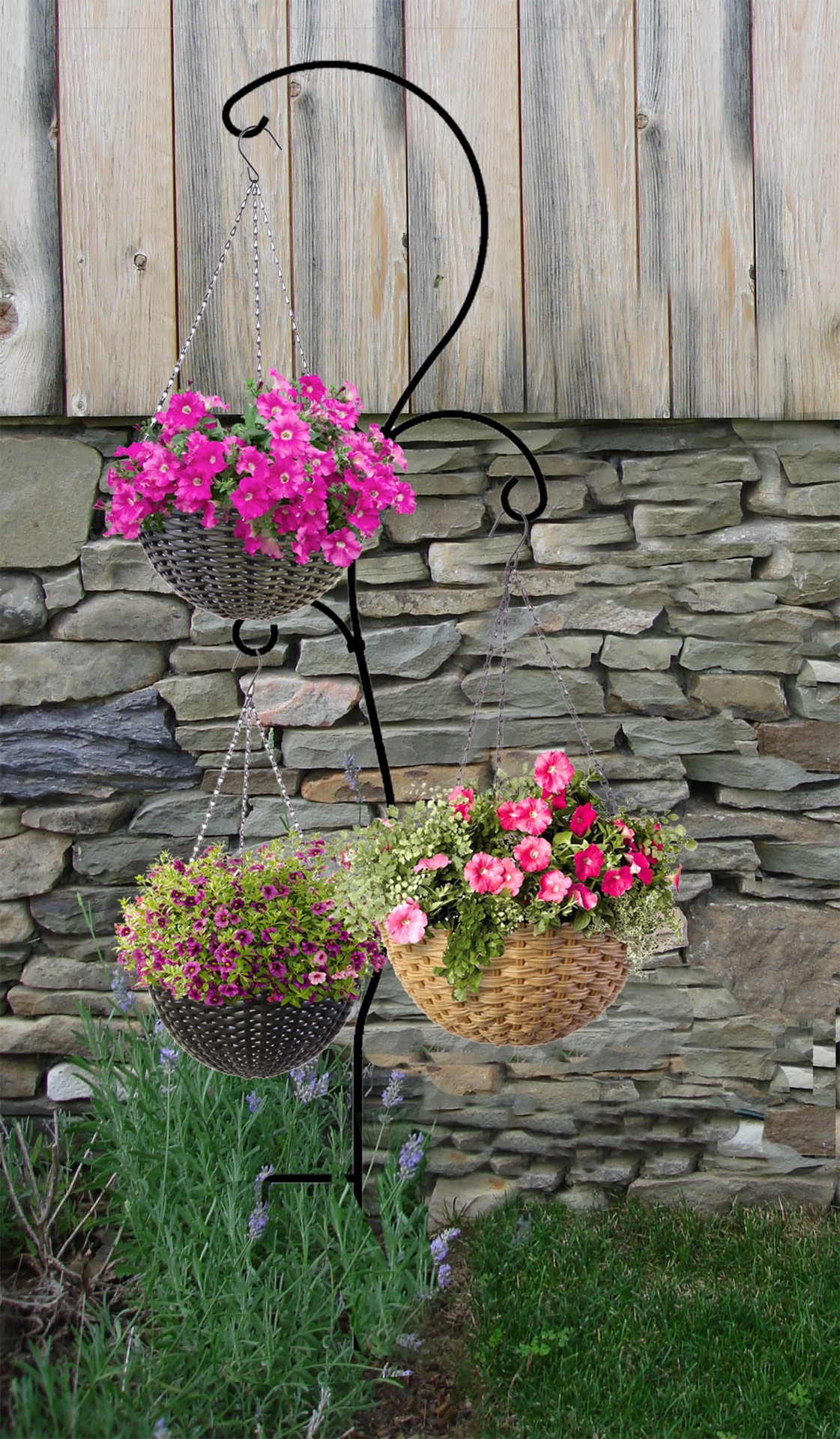 slide 2 of 5, Style Selections 84-in Black powder coated Metal Scroll Shepherd's hook, 1 ct