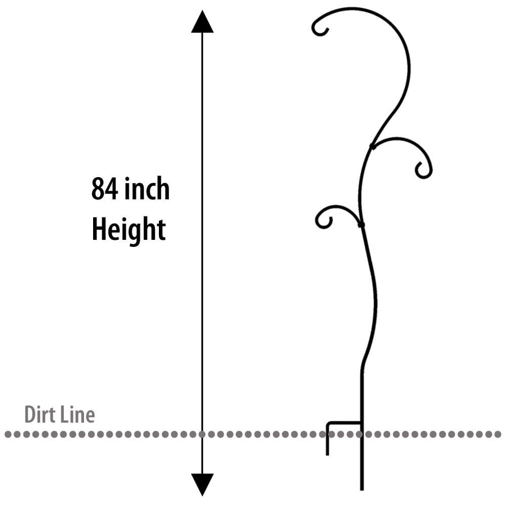 slide 3 of 5, Style Selections 84-in Black powder coated Metal Scroll Shepherd's hook, 1 ct