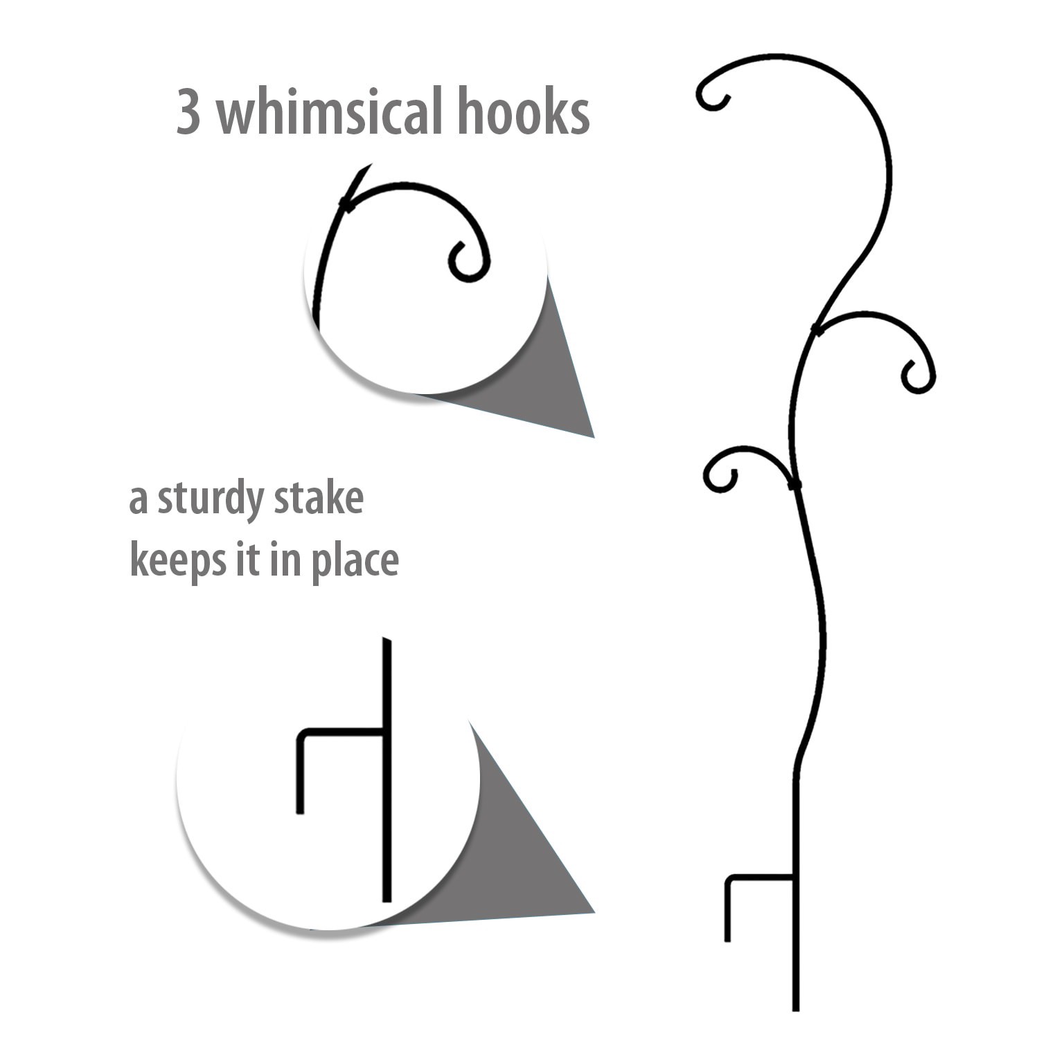 slide 4 of 5, Style Selections 84-in Black powder coated Metal Scroll Shepherd's hook, 1 ct