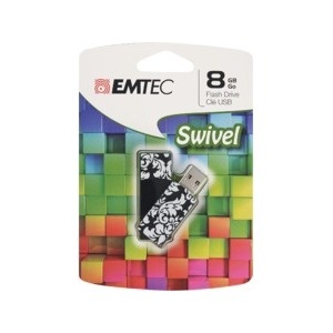 slide 1 of 1, Emtec 8gb Swivel Black Paisley Flash Drive, 1 ct